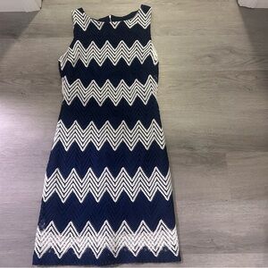 Teeze Me Navy and White Zigzag Midi Dress